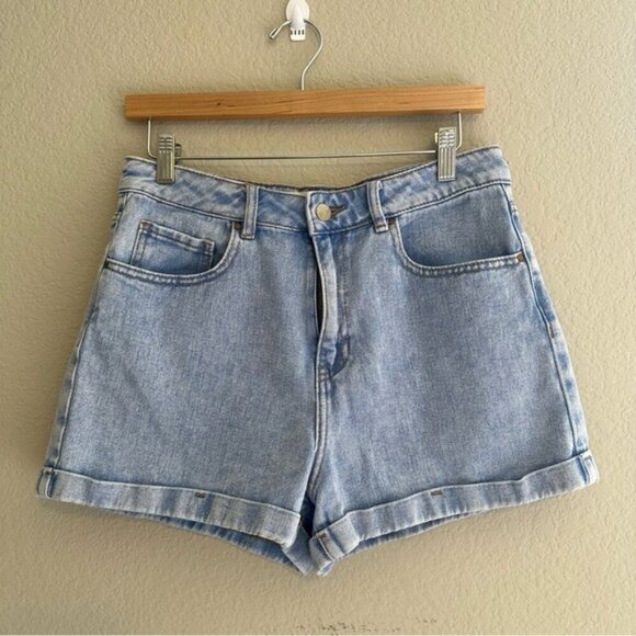Pacsun Mom Shorts Womens 29 Blue Light Wash Denim Cotton Hi-Rise Zip Fly - Picture 1 of 6